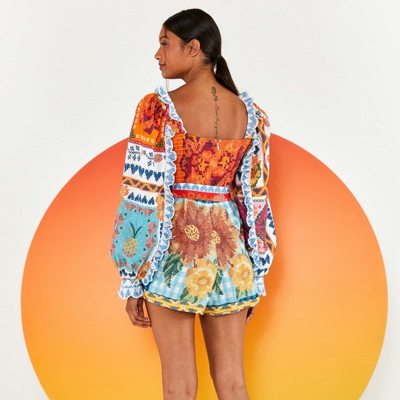FARM RIO Summer Vibes Stitches Romper (NWT) - Picture 3 of 16